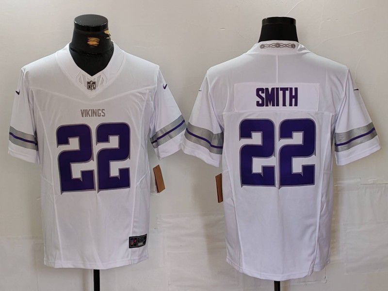 Men Minnesota Vikings #22 Smith White Retro three generations 2024 Nike Limited NFL Jersey style 1->kansas city royals->MLB Jersey